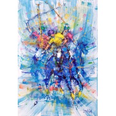 Zahid Saleem, 24 x 36 Inch, Acrylic on Canvas, Polo Painting, AC-ZS-207
